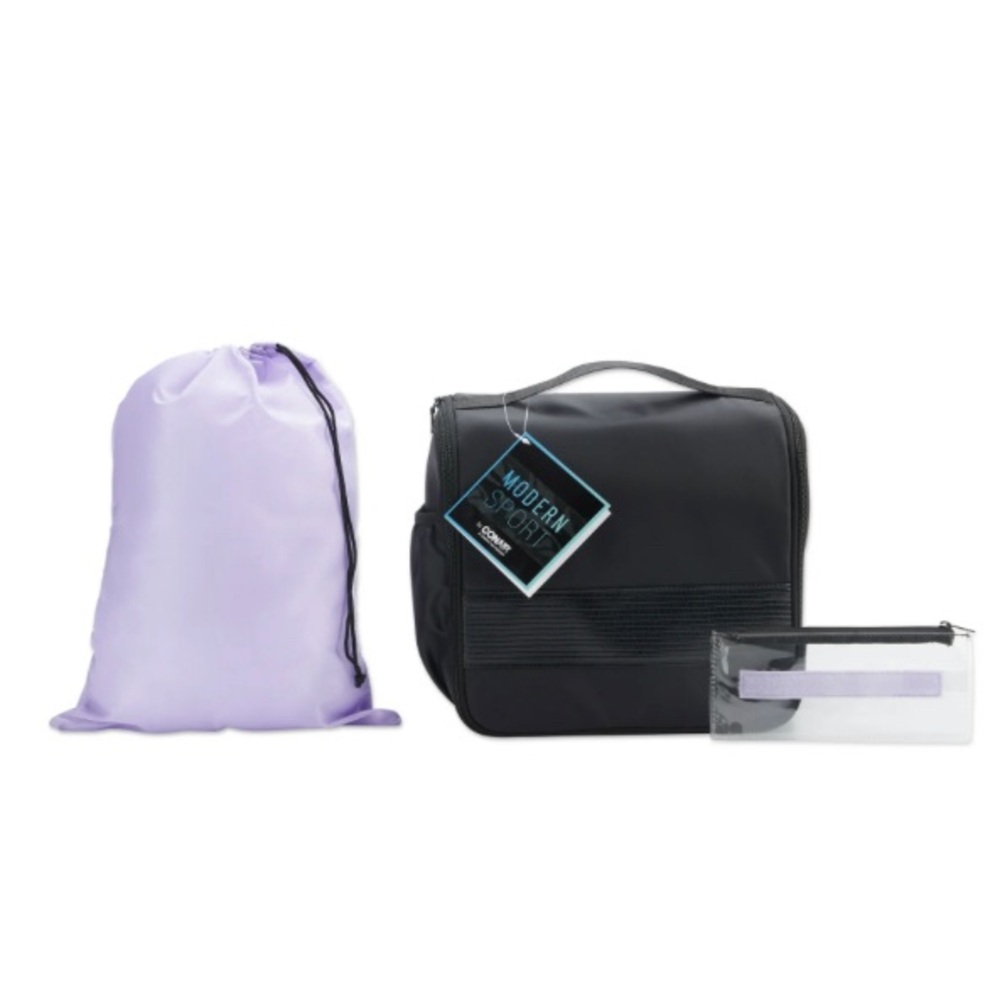 Modern Sport by Conakry Black and Lilac 3pc Hanging Organizer Bag Set